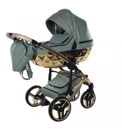 Junama Hearts - wózek wielofunkcyjny, zestaw 2w1 z opcją 3w1 i 4w1 | 03 Oliwkowy/Złoty